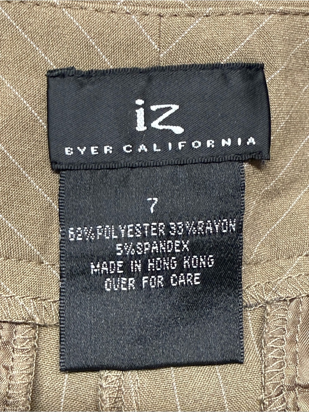 NWT Iz Byer California Sz 7 Juniors Tan Pinstripe Bootcut Flare Leg Dress Pants - Picture 5 of 5
